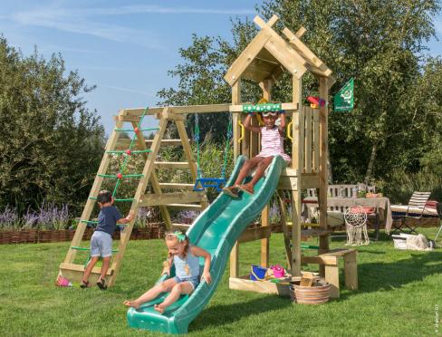 Jungle Totem | Wooden climbing frame with swing & climbing net